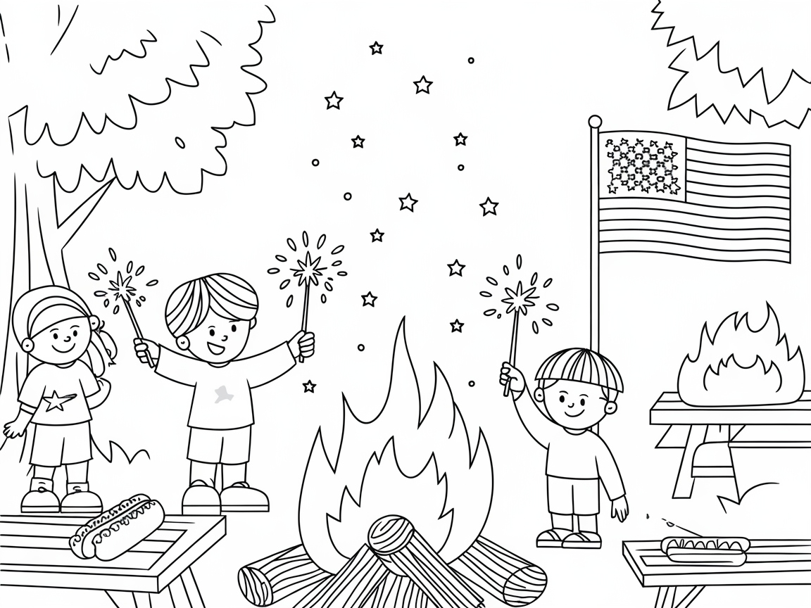 Patriotic Bonfire Night with Sparklers