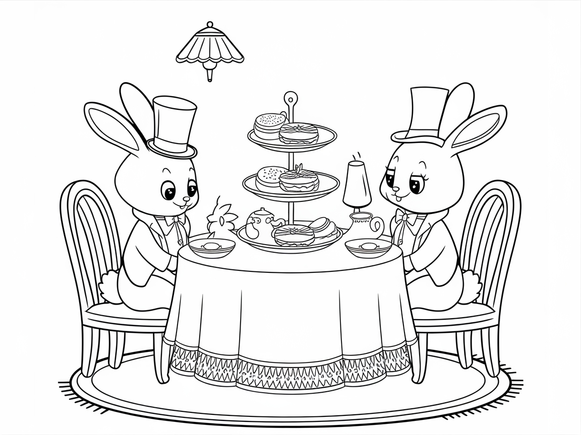 Elegant Bunny High Tea with Top Hats