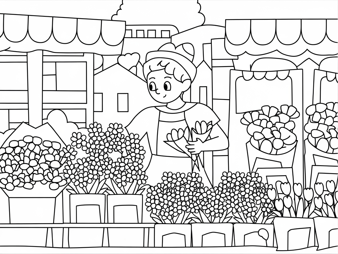 Charming Flower Market Scene