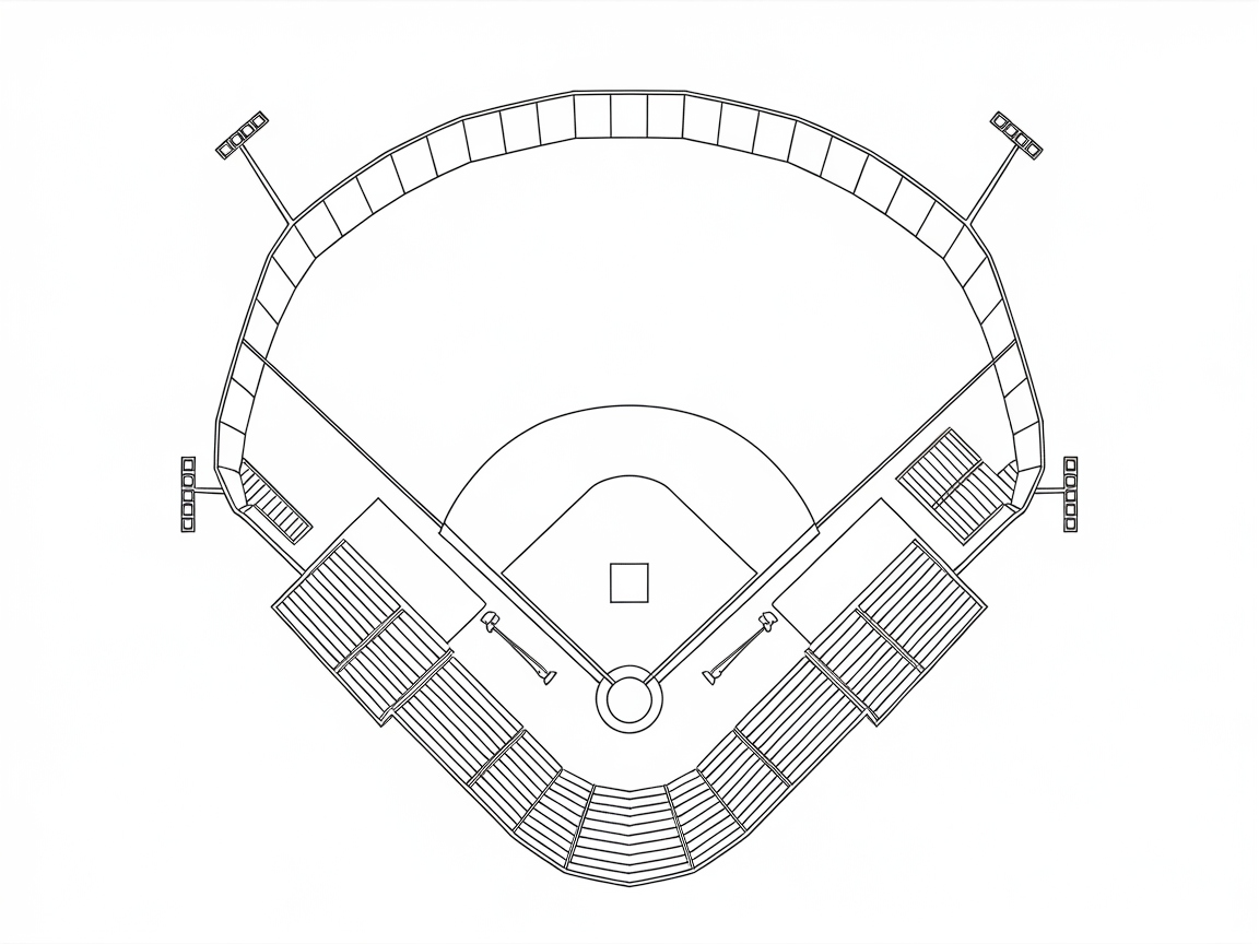 Explore the Field with This Baseball Stadium Layout Coloring Page