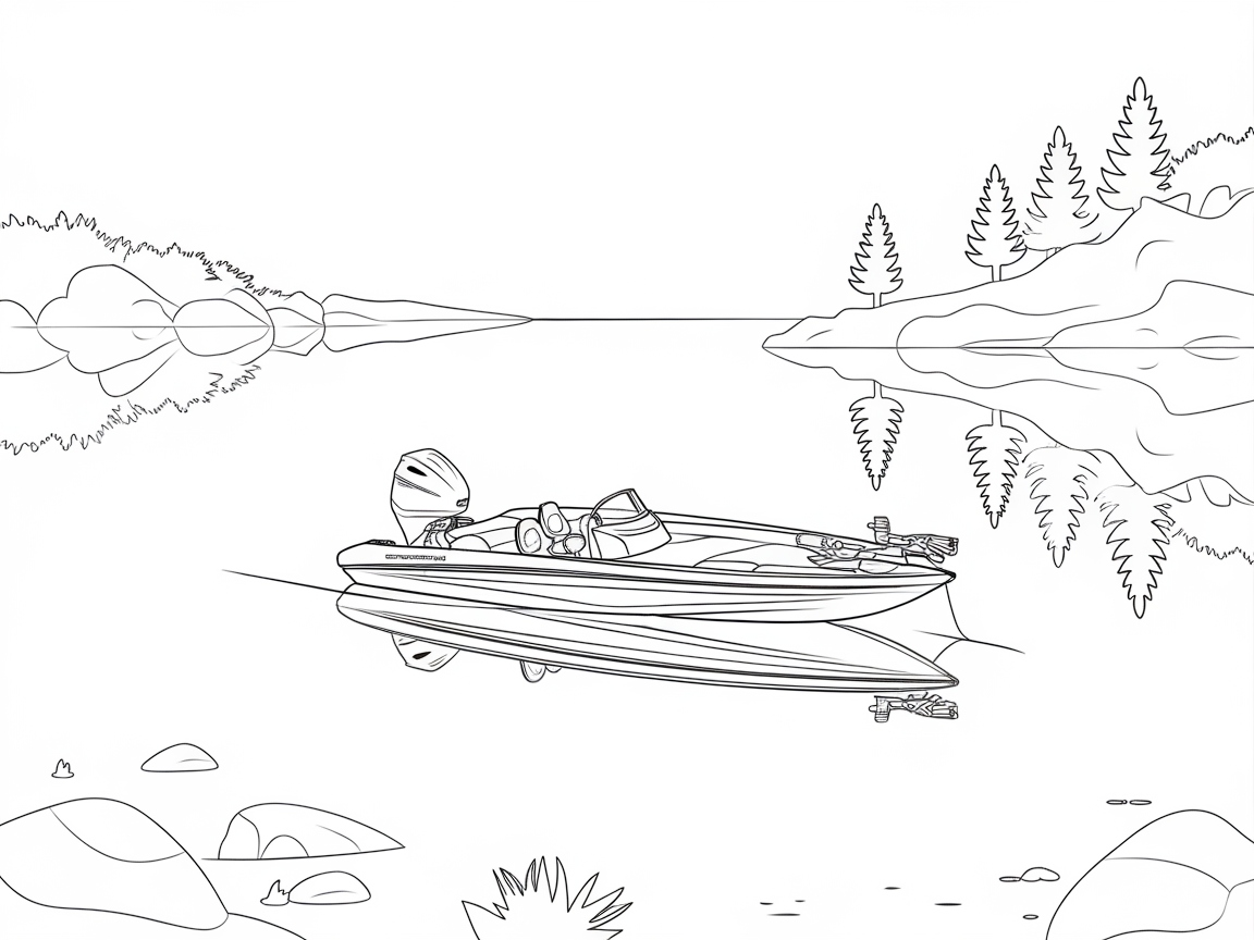 Serene Lake Adventure with a Sleek Bass Boat