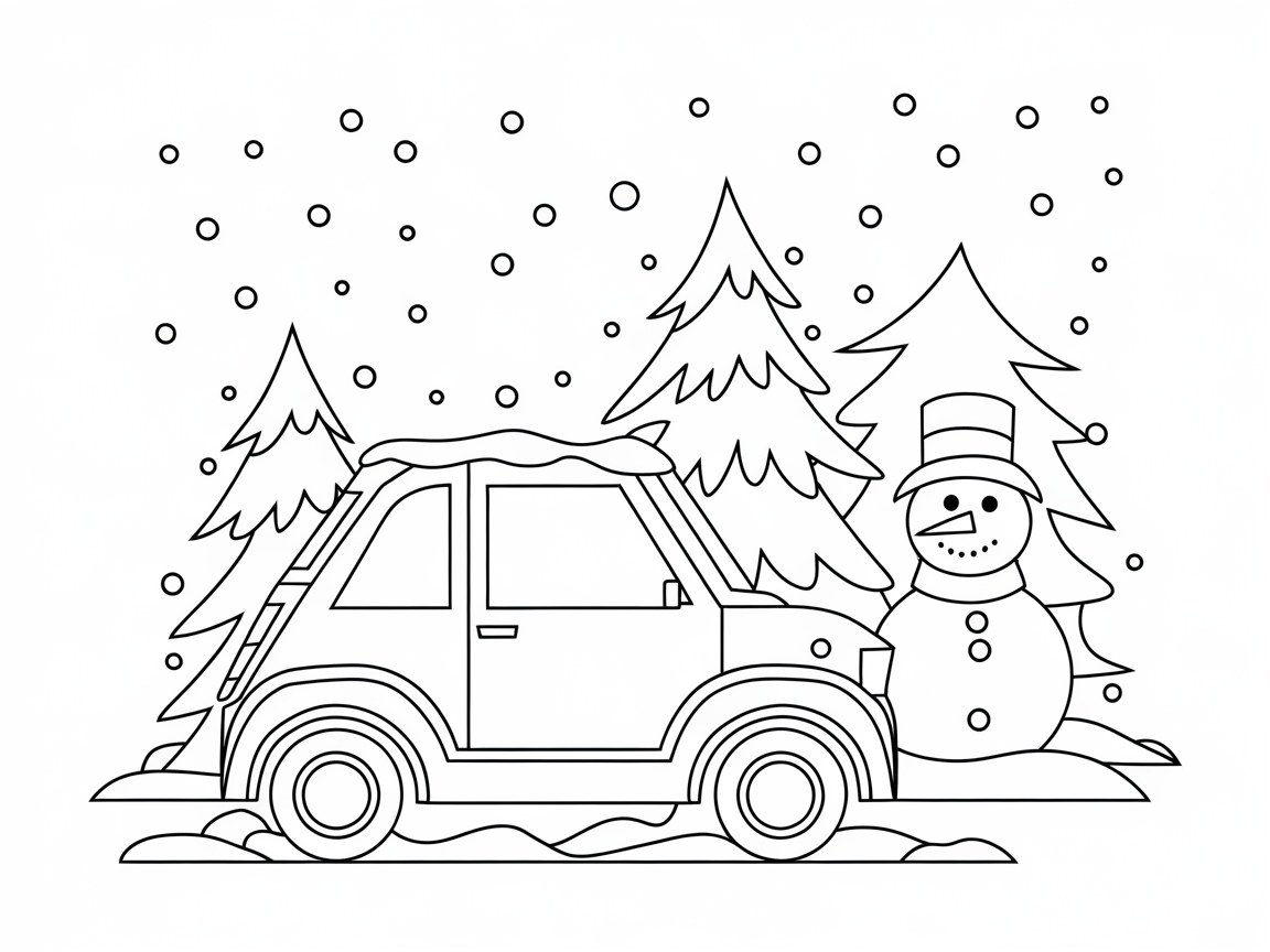 Winter Wonderland: Charming Car and Snow Scene