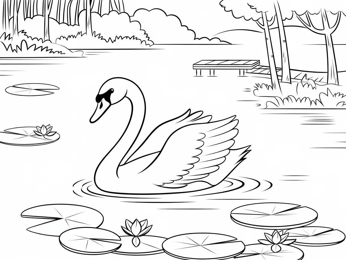 Graceful Swan Glides Through Serene Waters