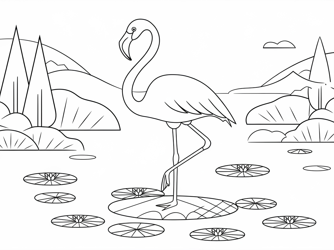 Vibrant Flamingo in a Serene Pond