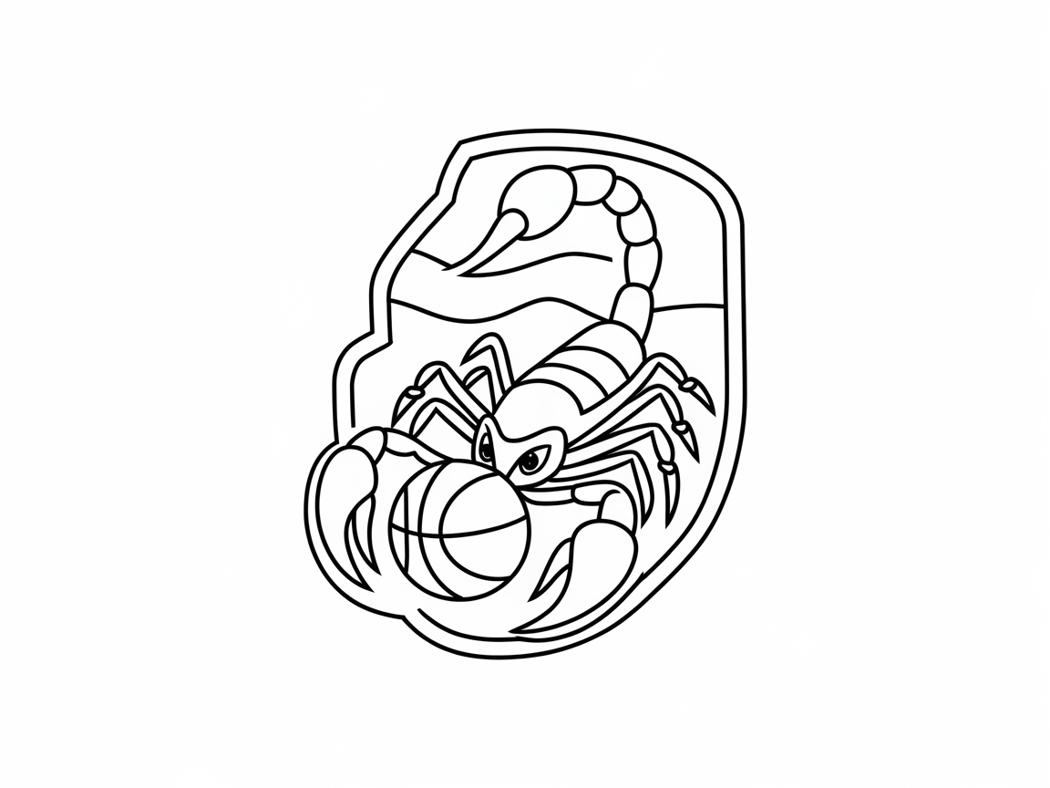 Scorpion Basketball Emblem Ready for Color