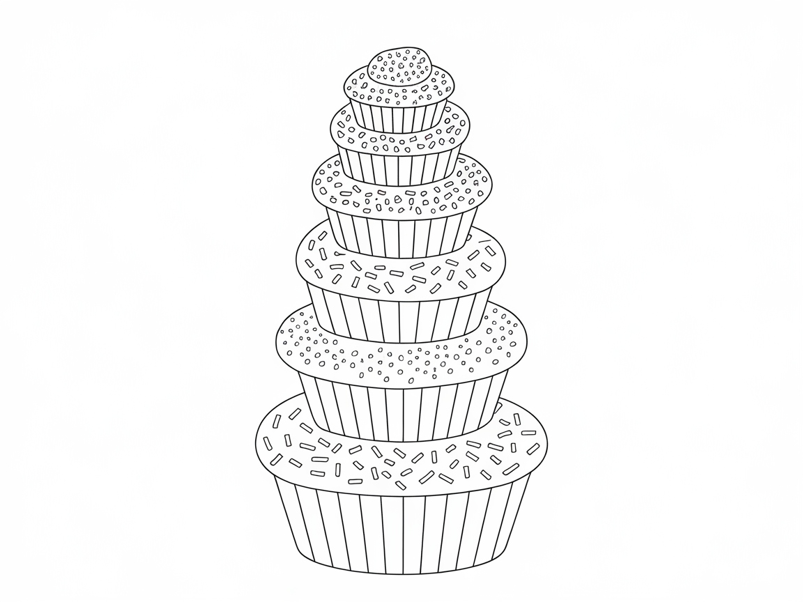Towering Cupcake Delight Coloring Challenge