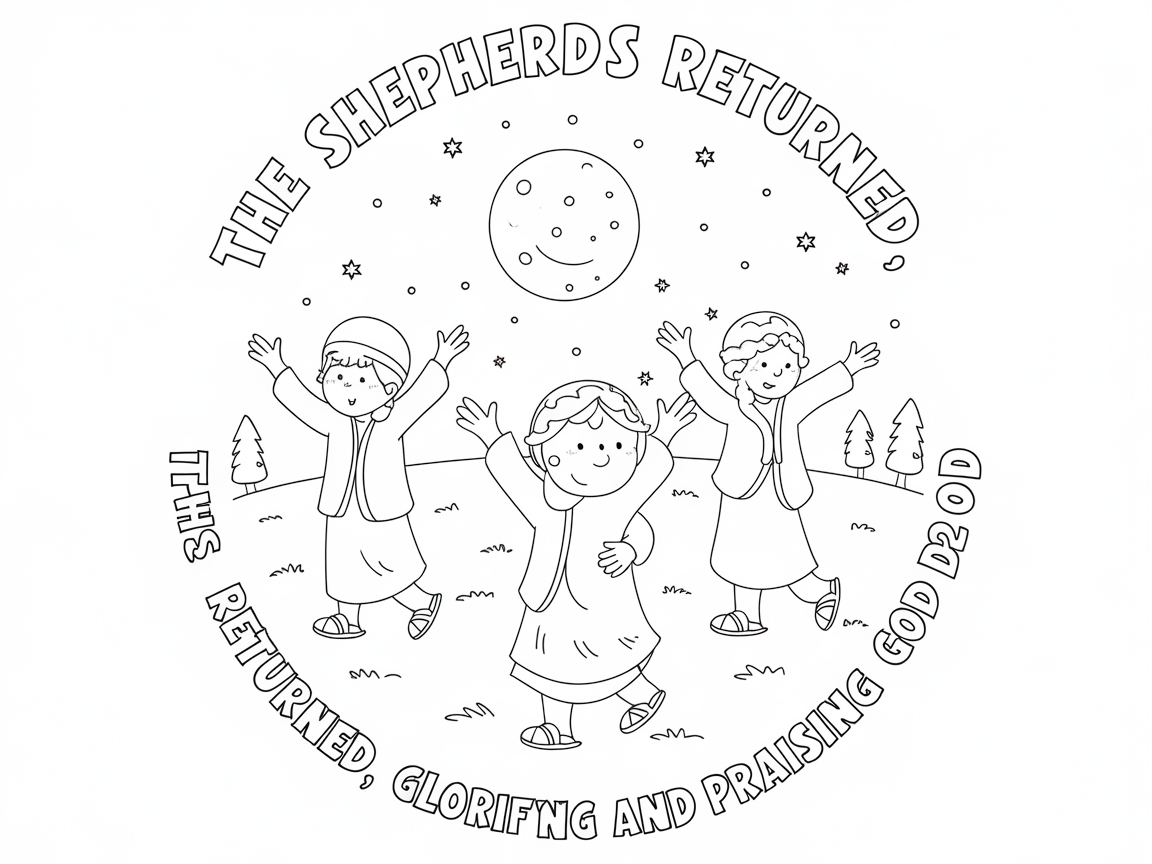 Joyful Shepherds Coloring Page