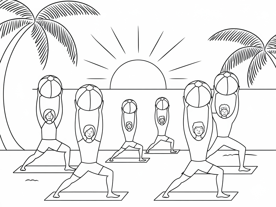 Sunset Yoga with Beach Balls