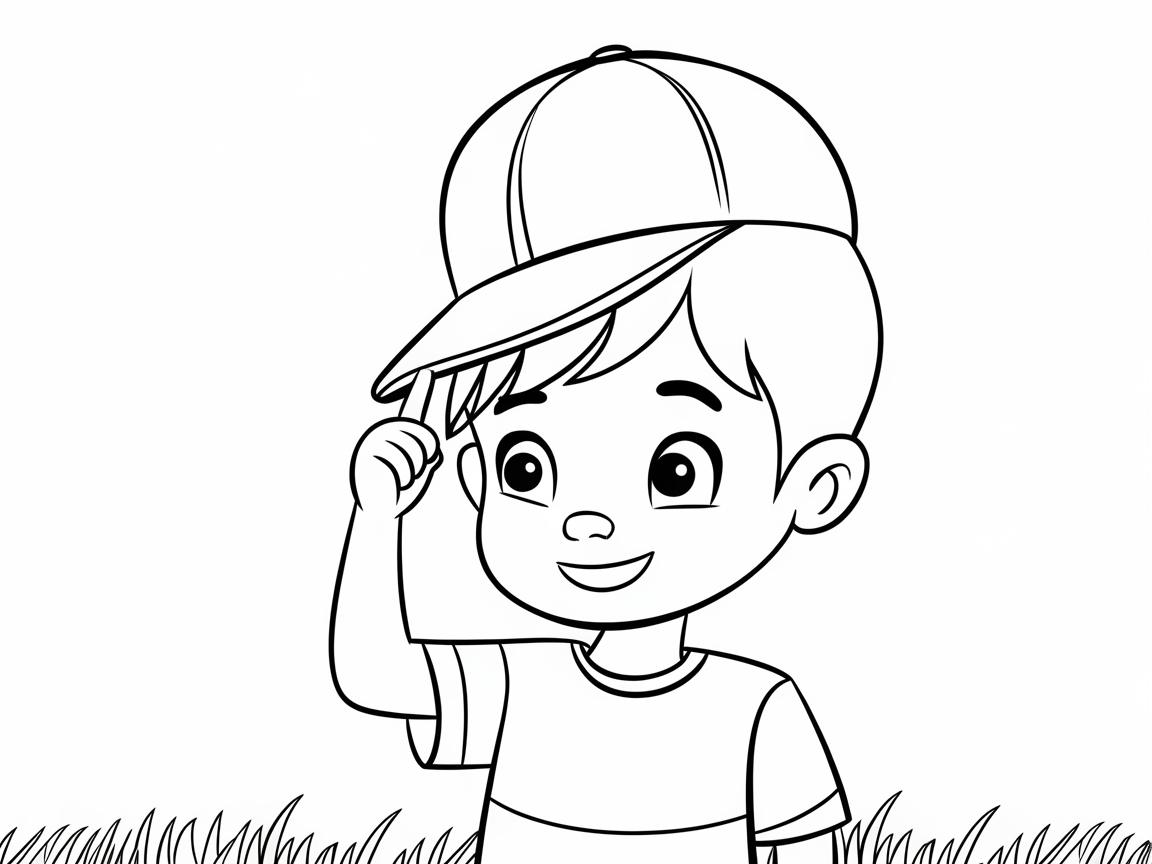 Color a Sunny Day with This Baseball Cap Kid