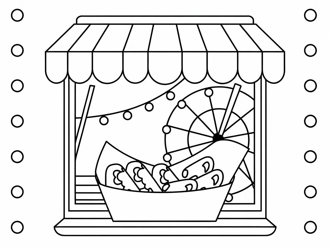 Take a Spin with This Carnival Snack Stand Coloring Page