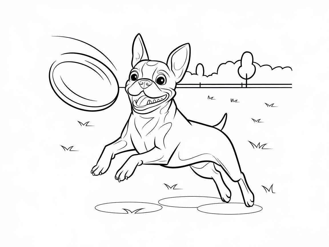 Energetic Boston Terrier Chasing a Flying Disc