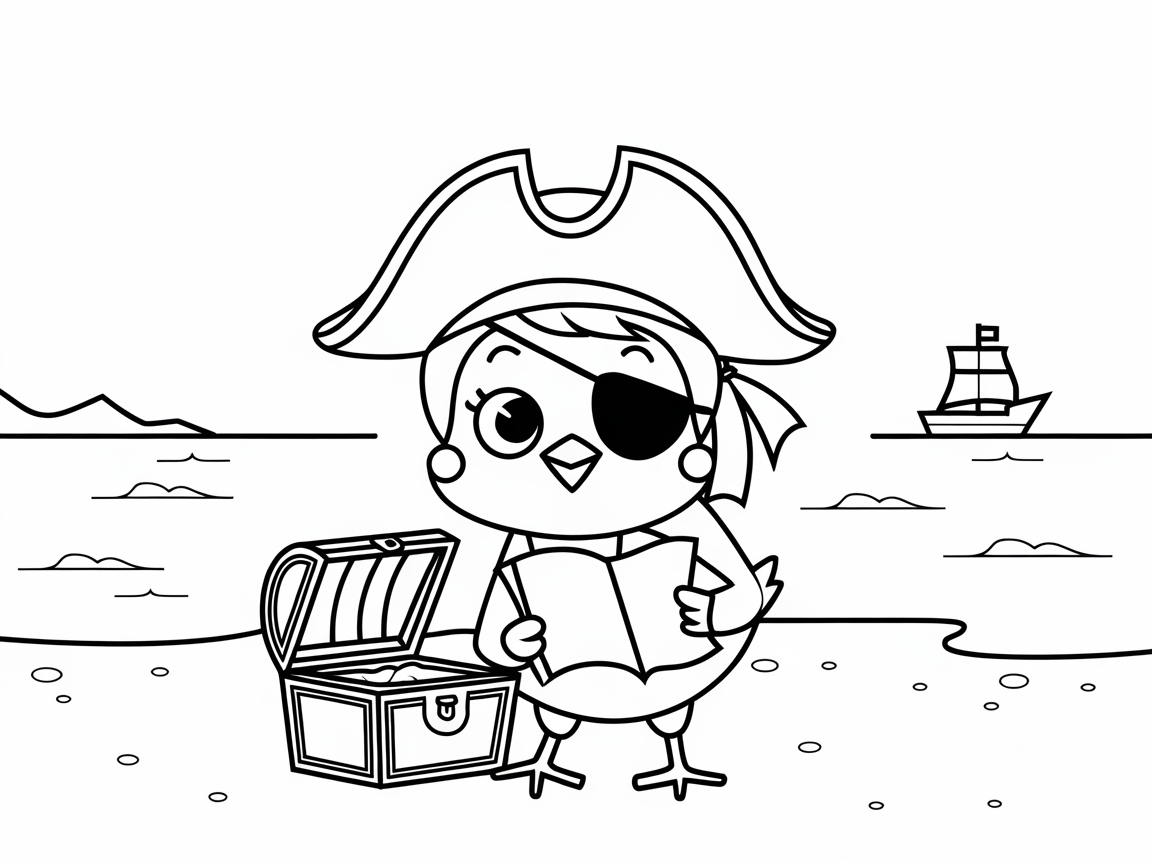Pirate Chick on a Treasure Hunt Adventure
