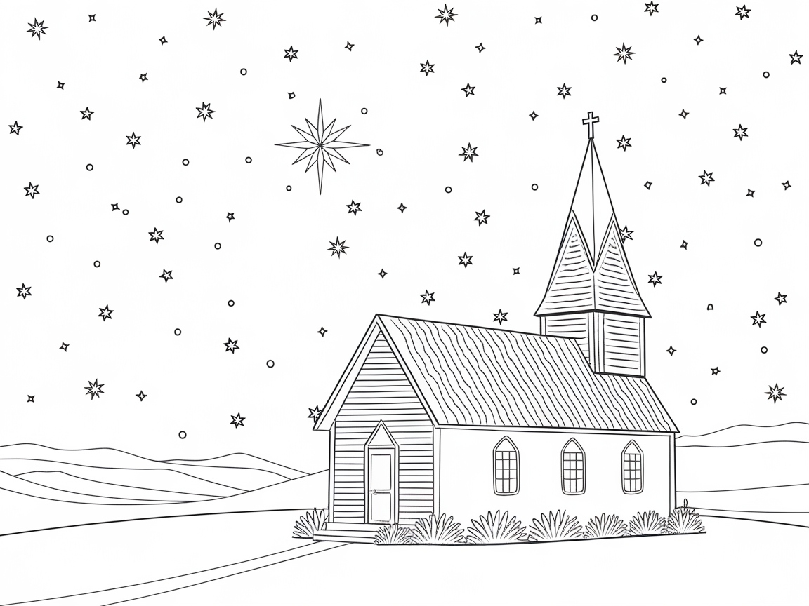 Peaceful Church Under a Starry Winter Sky
