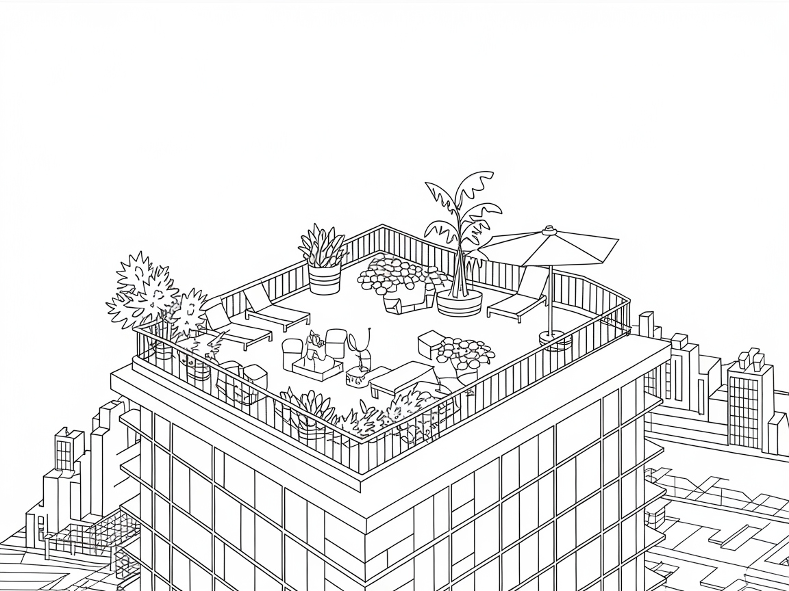 Chic Rooftop Terrace Overlooking the Urban Jungle