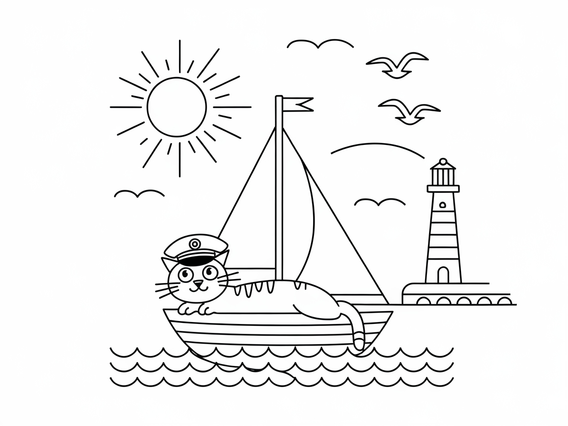 Sailing Cat Captain Taking in the Sun