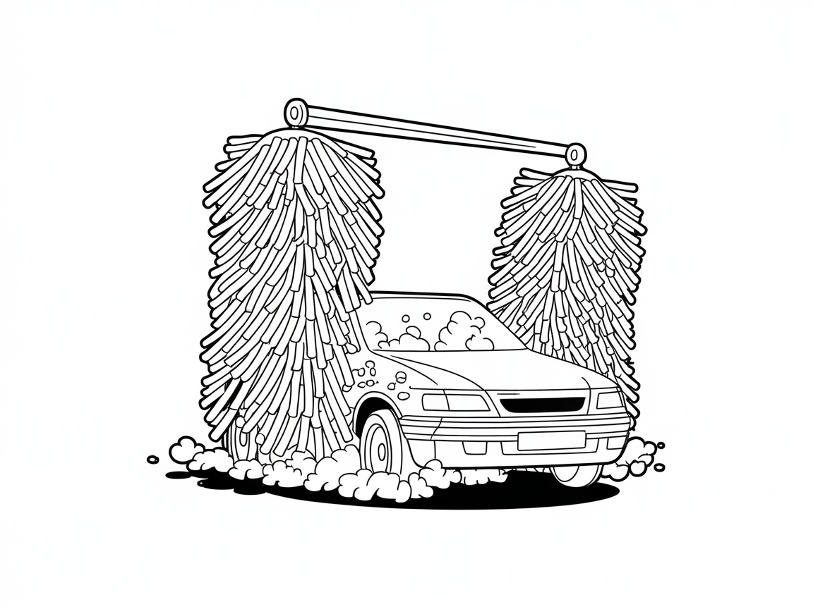 Splash Into Cleanliness With This Car Wash Coloring Fun