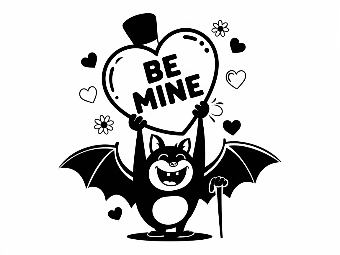 Cheerful Bat with a Valentine Message