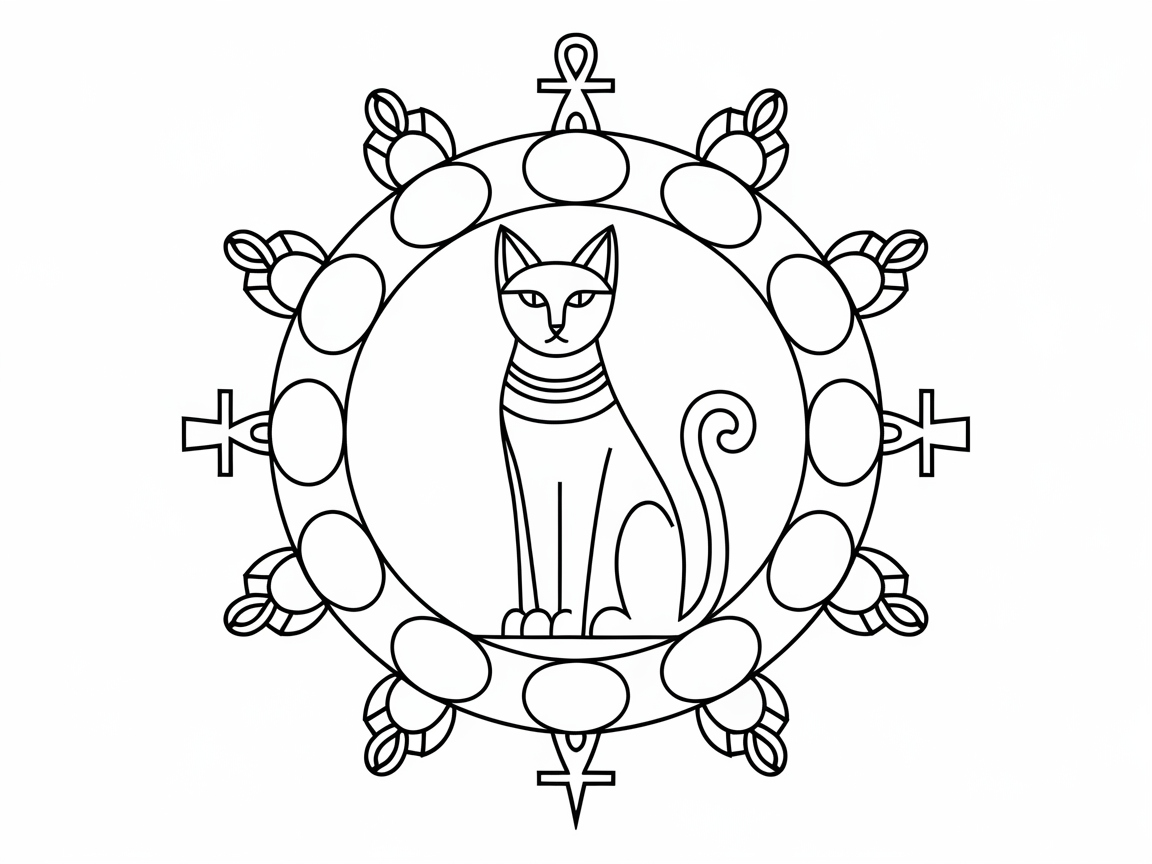 Majestic Egyptian Cat Mandala