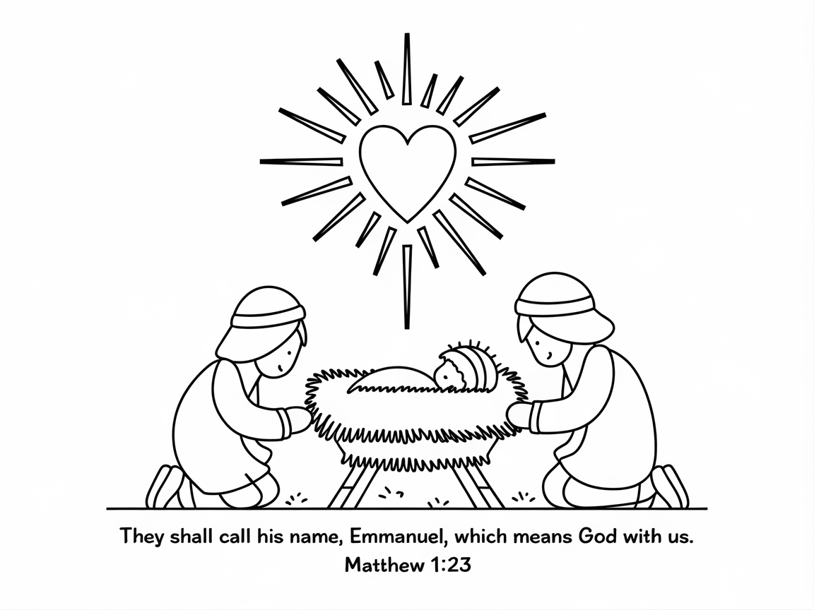 Simple Nativity Scene for Relaxing Coloring