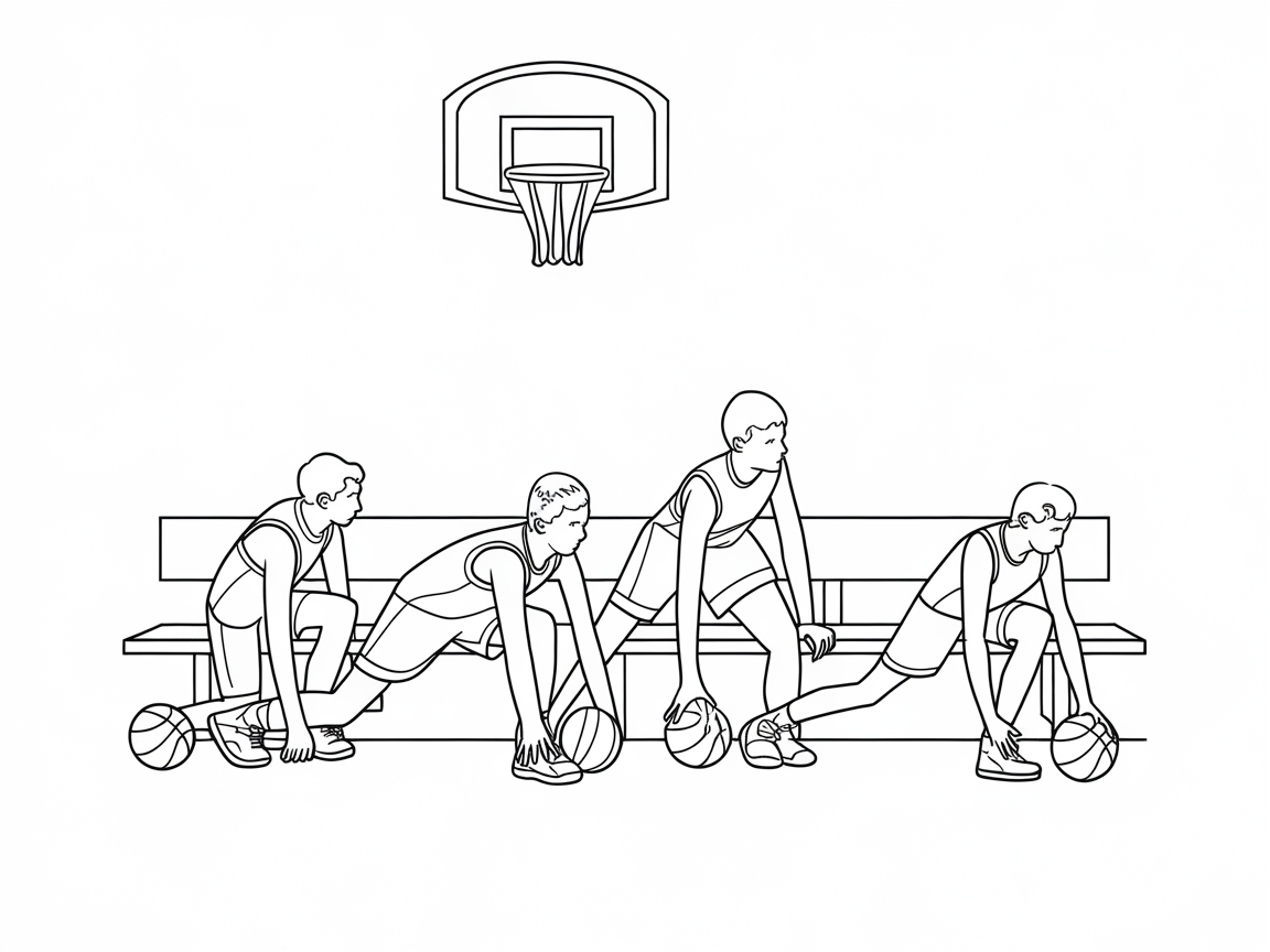 Bench Dribbling Practice: Teamwork in Action
