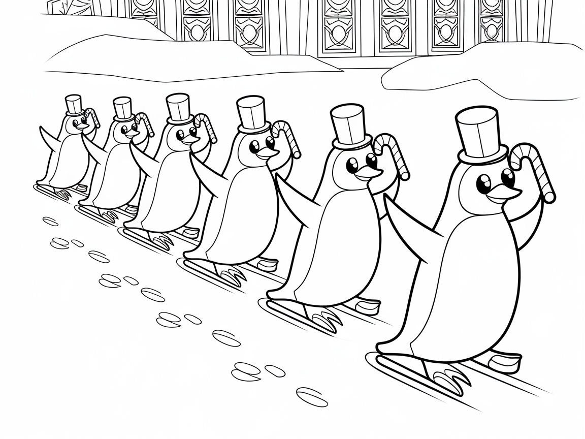 March of the Dapper Candy Cane Penguins
