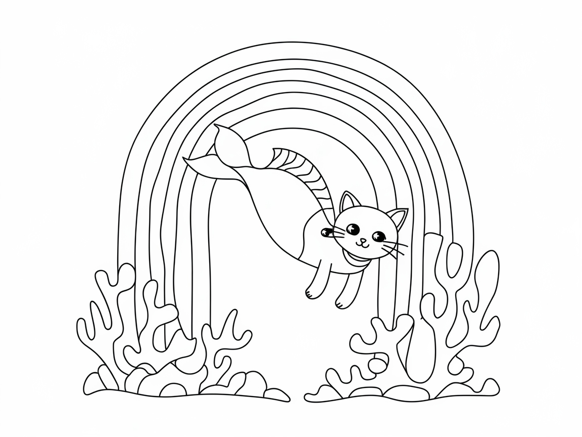 Dive into Fun with This Cat-Mermaid Under the Rainbow