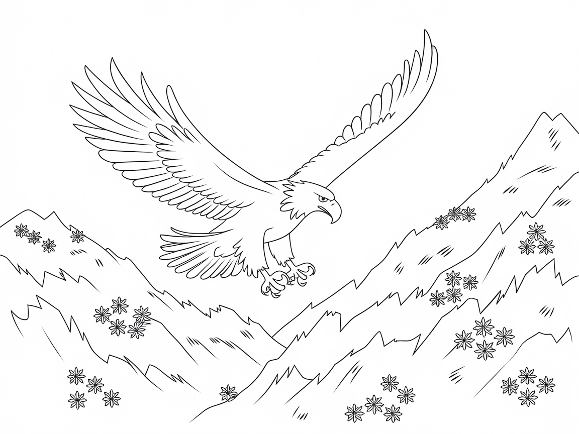 Soaring Eagle Over Mountain Blooms