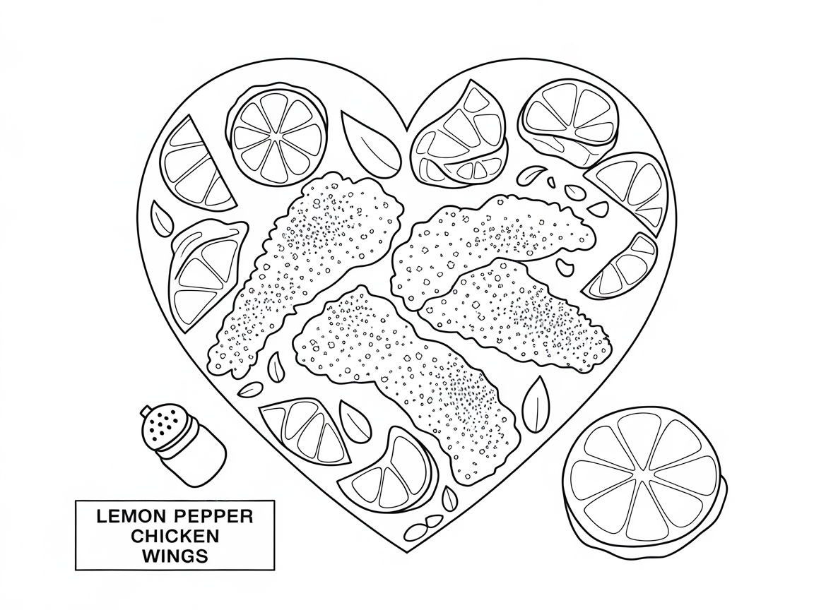 A Tart Twist with This Lemon Pepper Chicken Wings Coloring Page