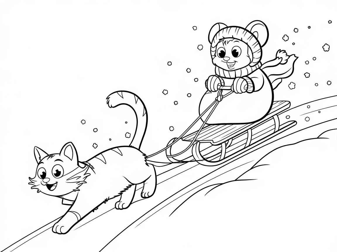 Slide Into Winter Fun with This Cat and Mouse Sledding Adventure