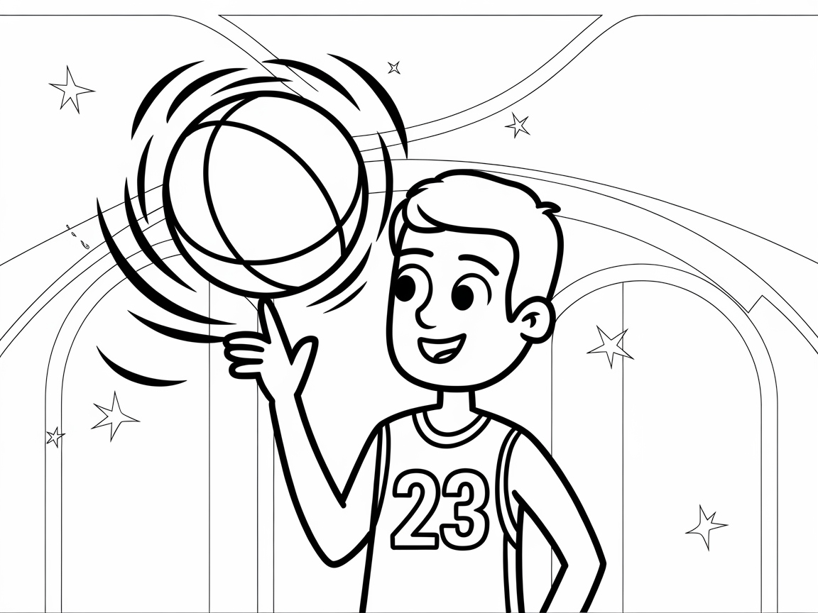 Star Player Spinning a Basketball