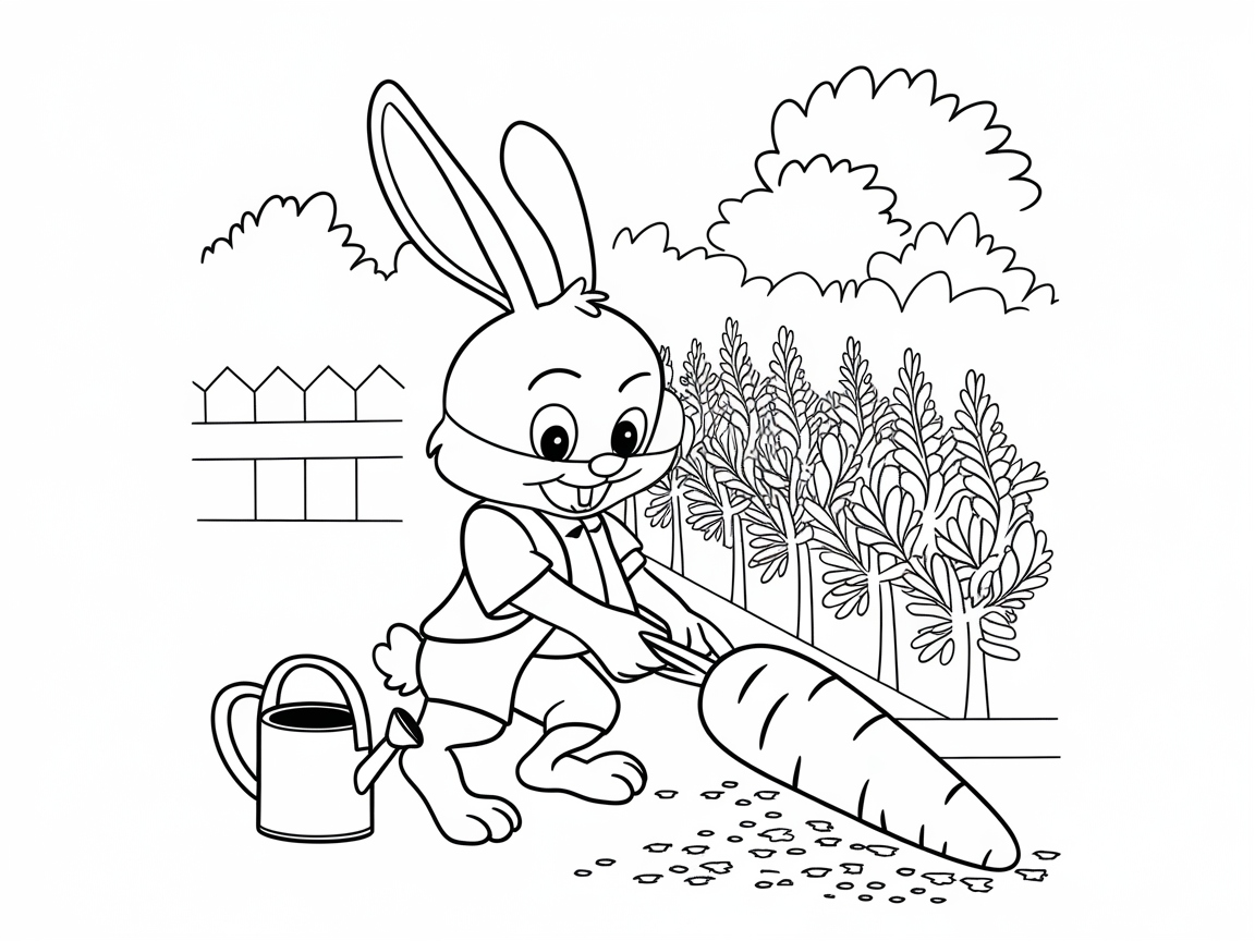 Gardening Bunny and the Giant Carrot