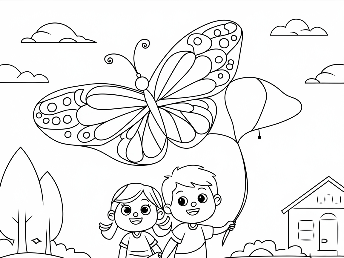 Joyful Day with Kids and a Giant Butterfly