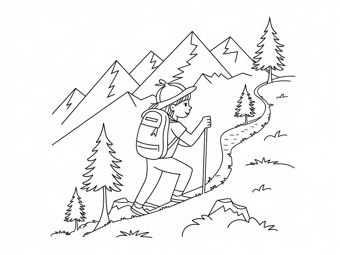 Hike the Trails in This Adventurous Coloring Page