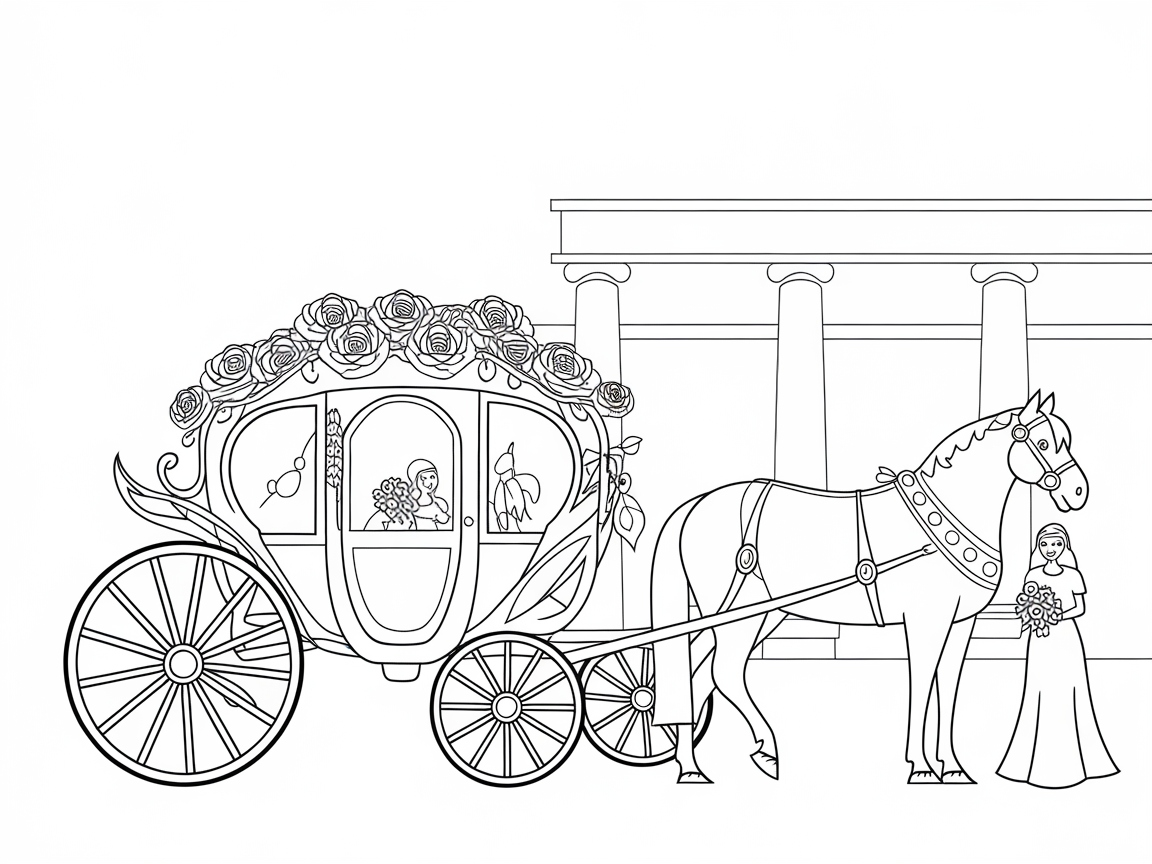 Elegant Wedding Carriage Scene for Color Enthusiasts