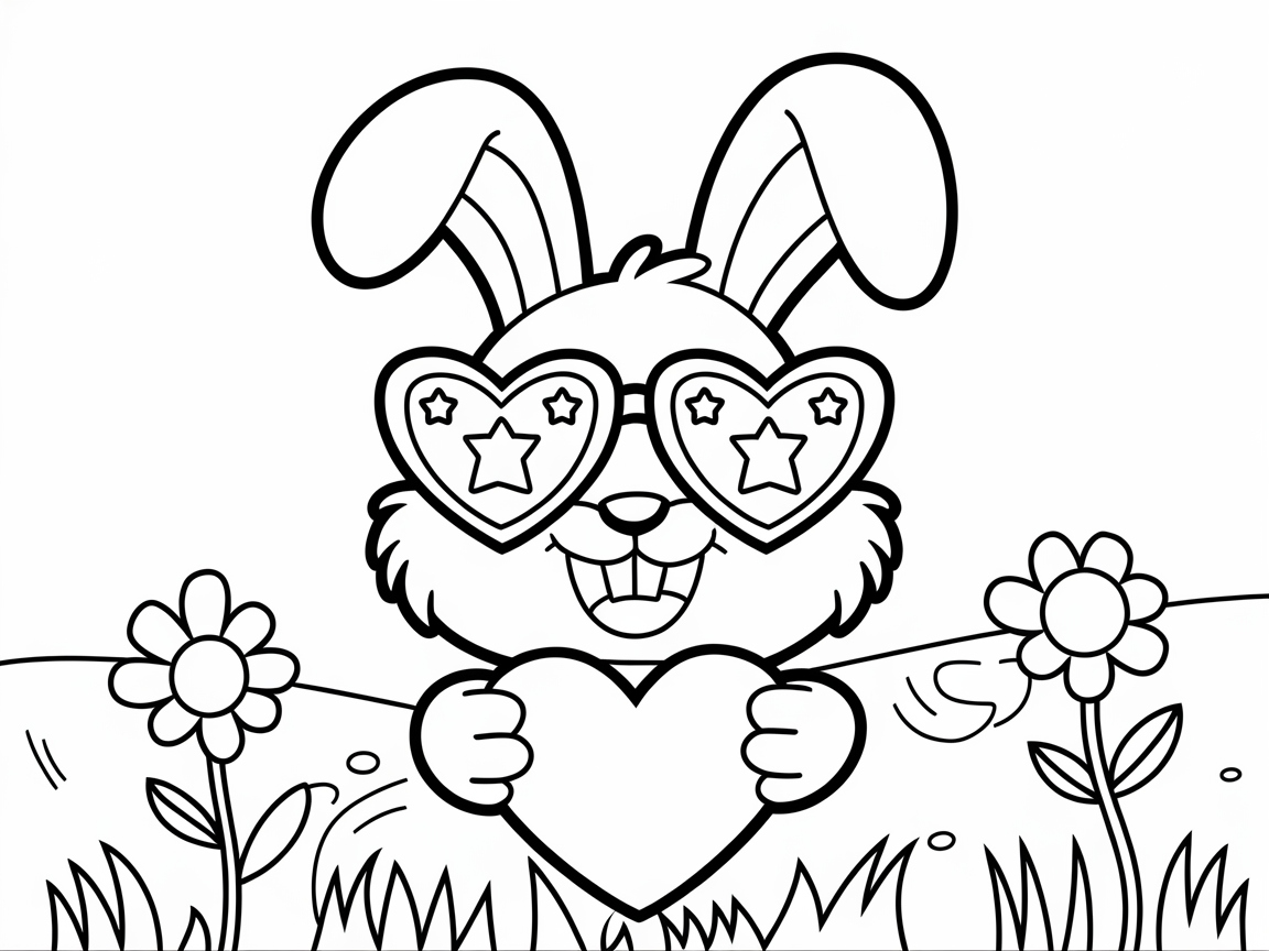 Love-Struck Bunny with Heart Glasses