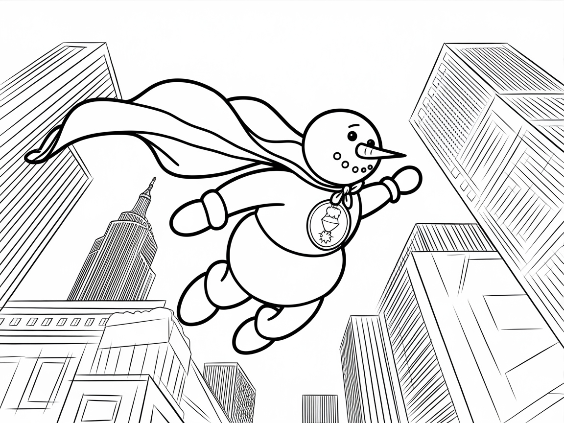 Soar with This Superhero Snowman Above the City