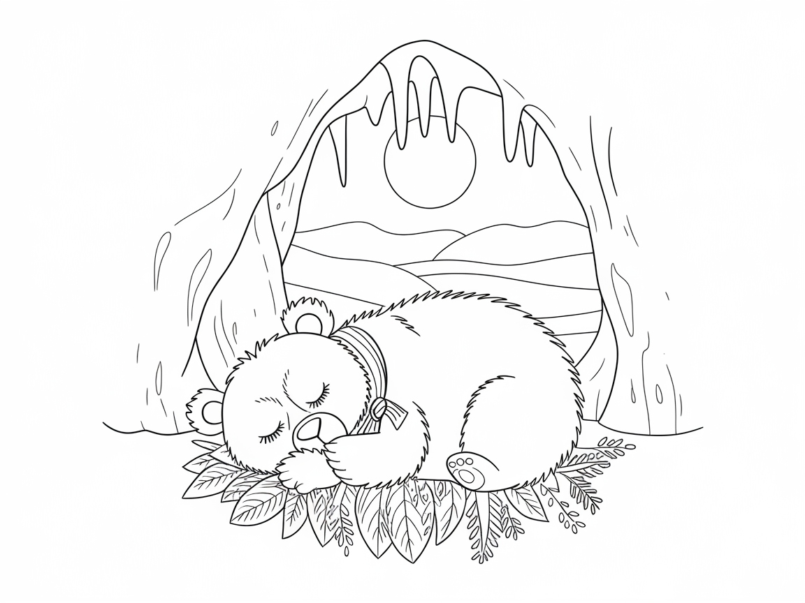 Cozy Bear in a Peaceful Cave Setting
