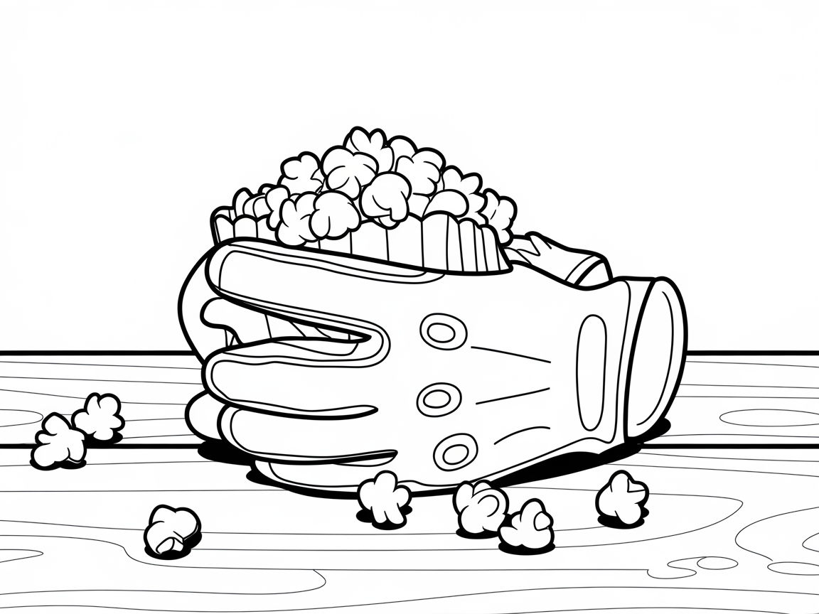 Snack Time on the Field with This Baseball Glove Coloring Page