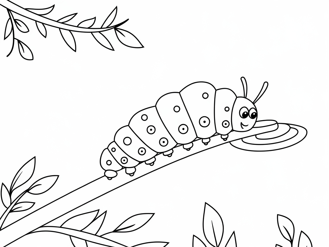 Joyful Caterpillar on a Branch Adventure