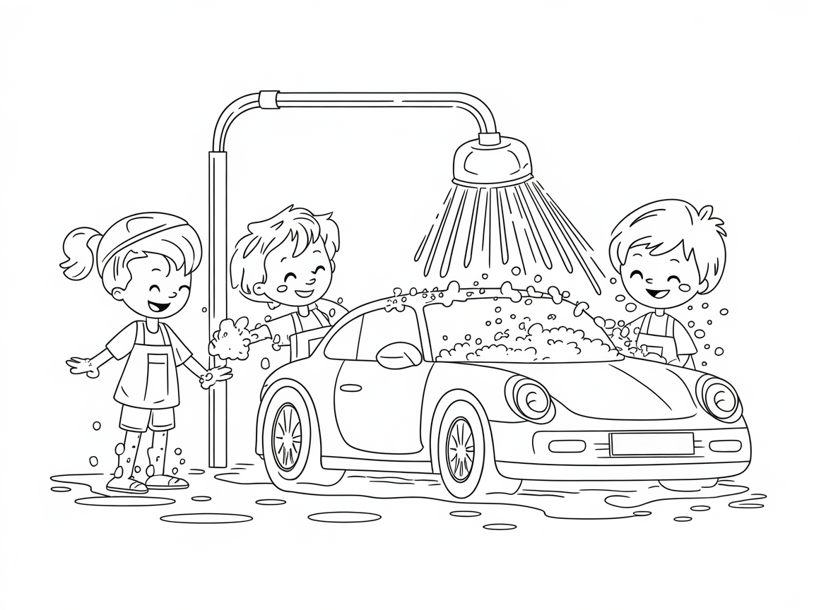 Dive into Sudsy Fun with This Playful Car Wash Scene