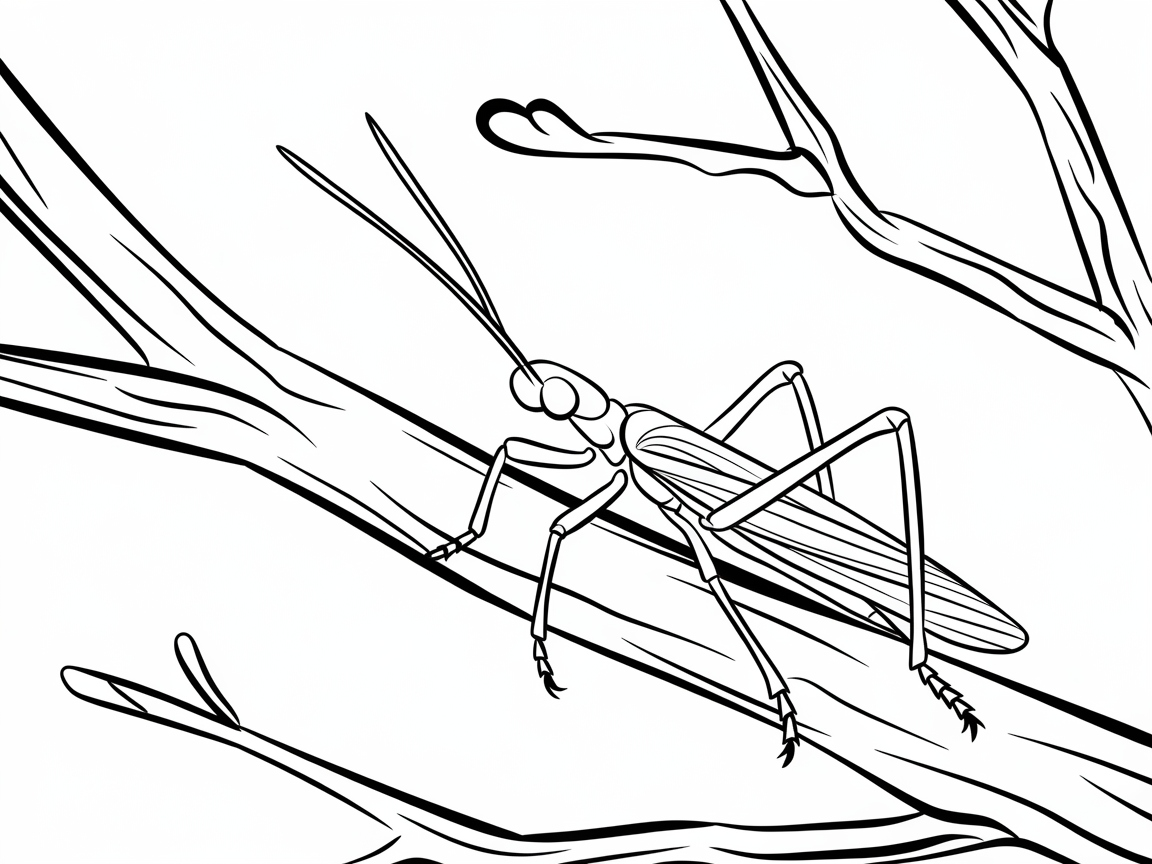 Color This Camouflaged Stick Insect Scene