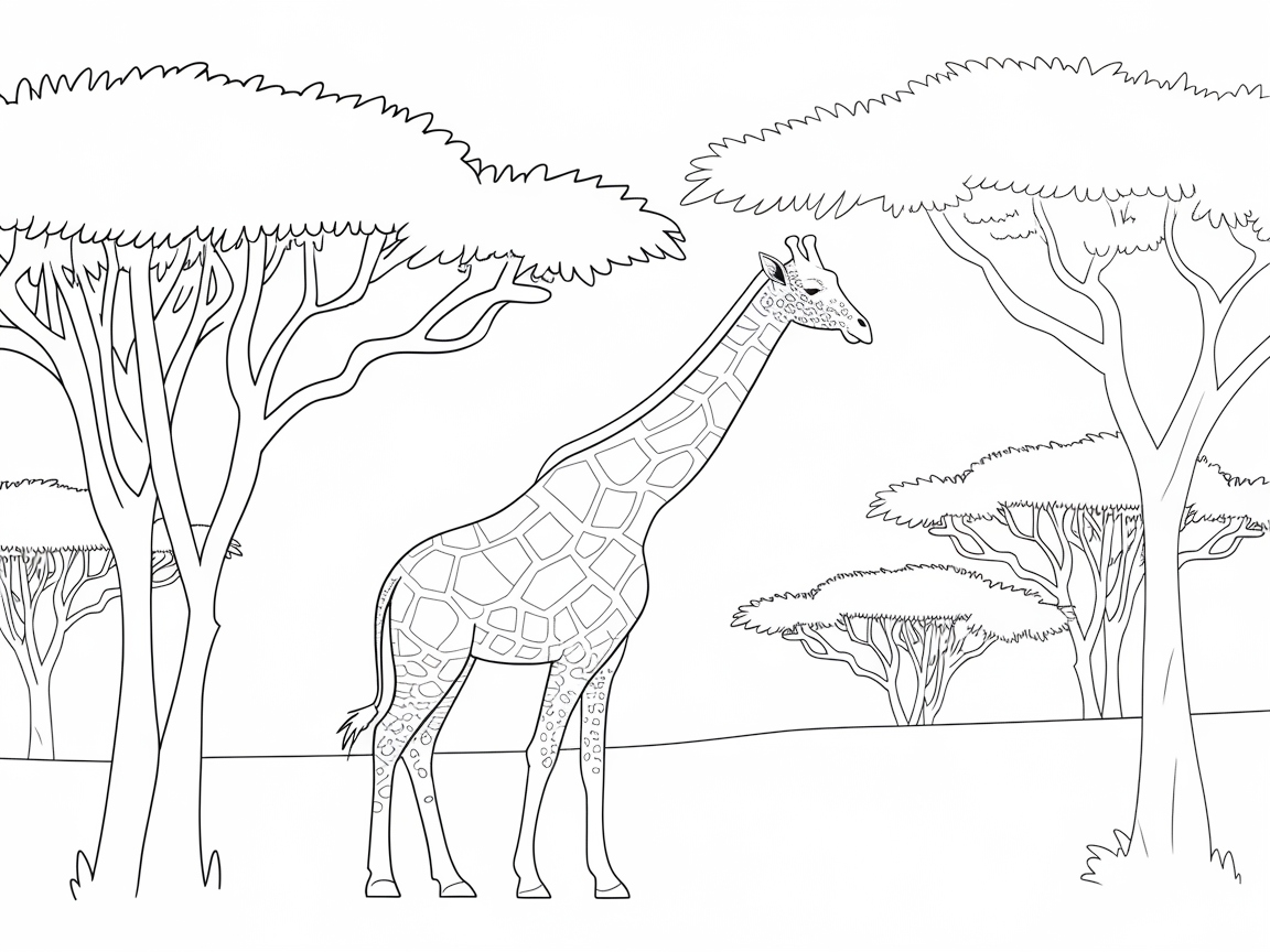Blend in with the Savanna: Giraffe Amongst Acacia Trees