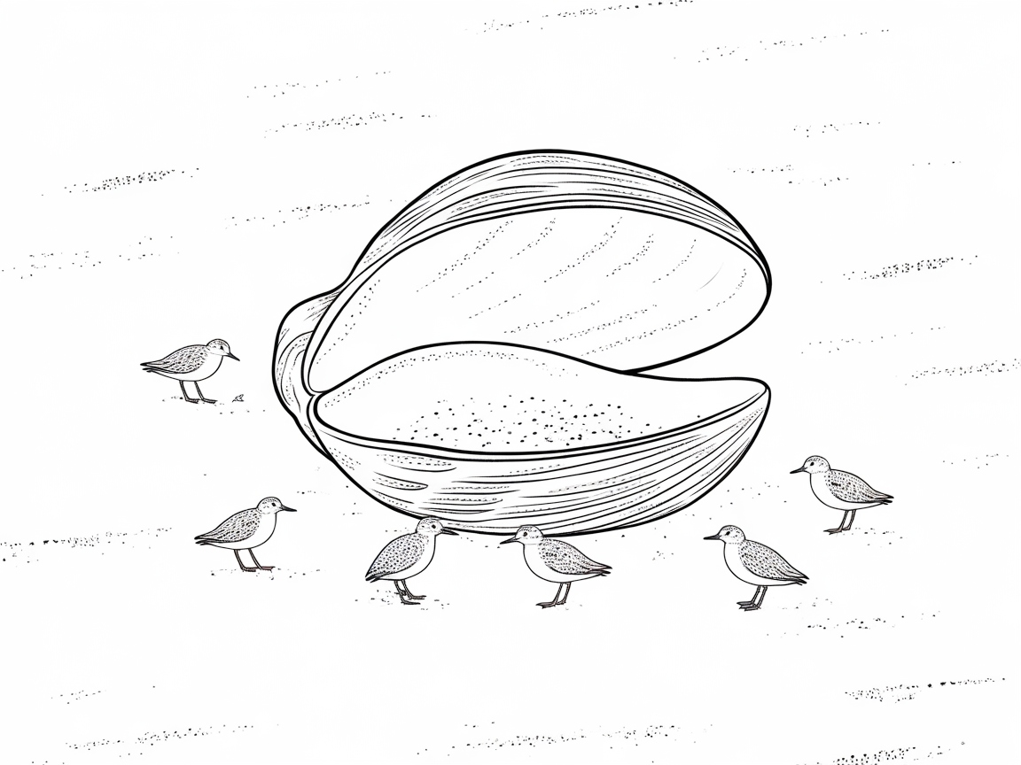 Seaside Birds and Clam Shell Feeder