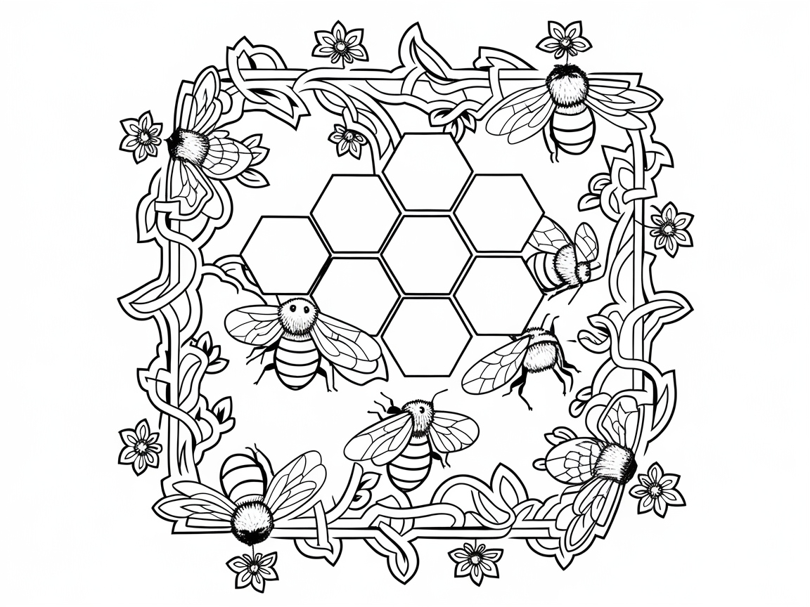 Hexagonal Honeycomb with Buzzing Bees