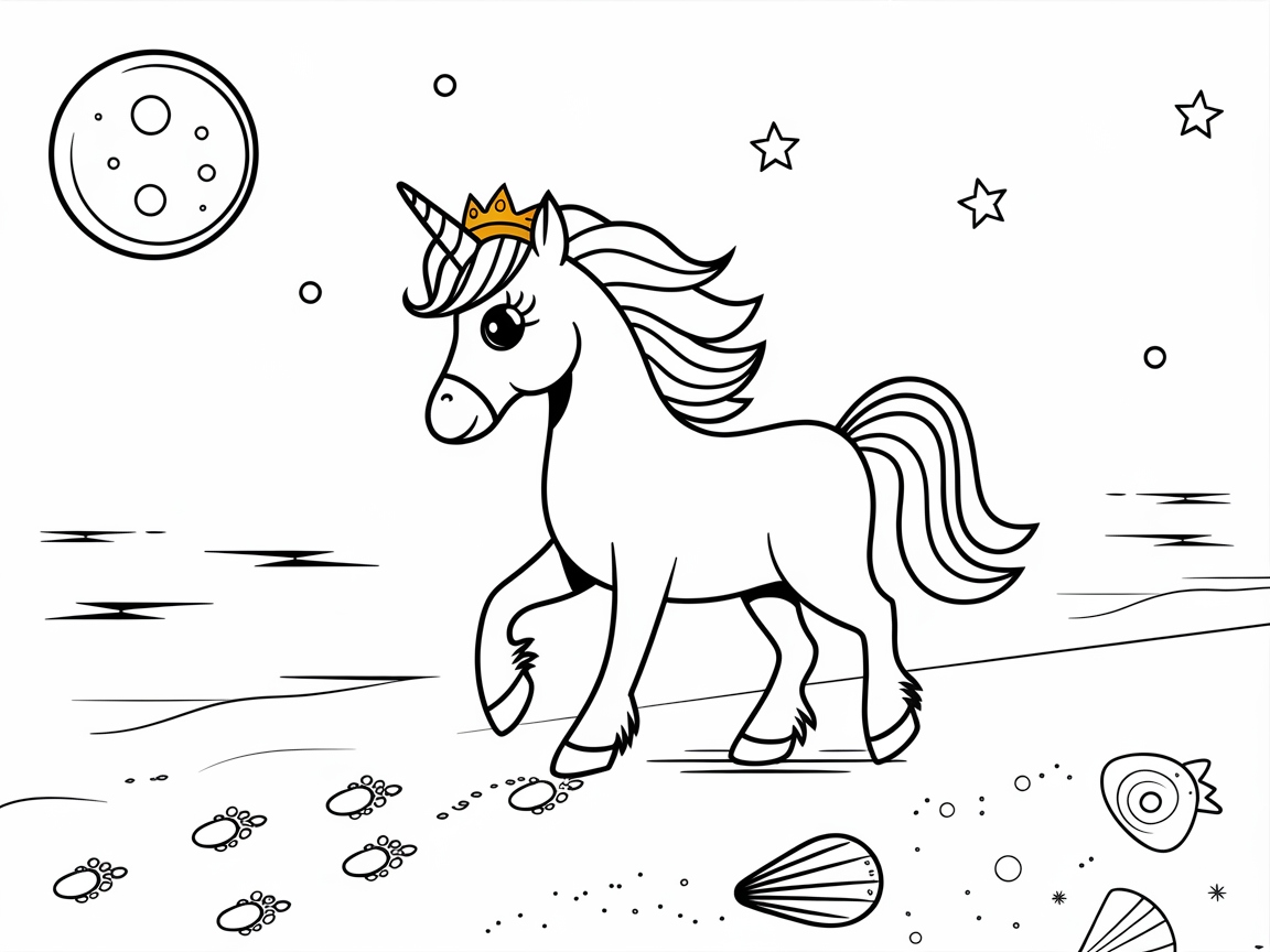 Charming Unicorn Strolling Under a Starry Sky