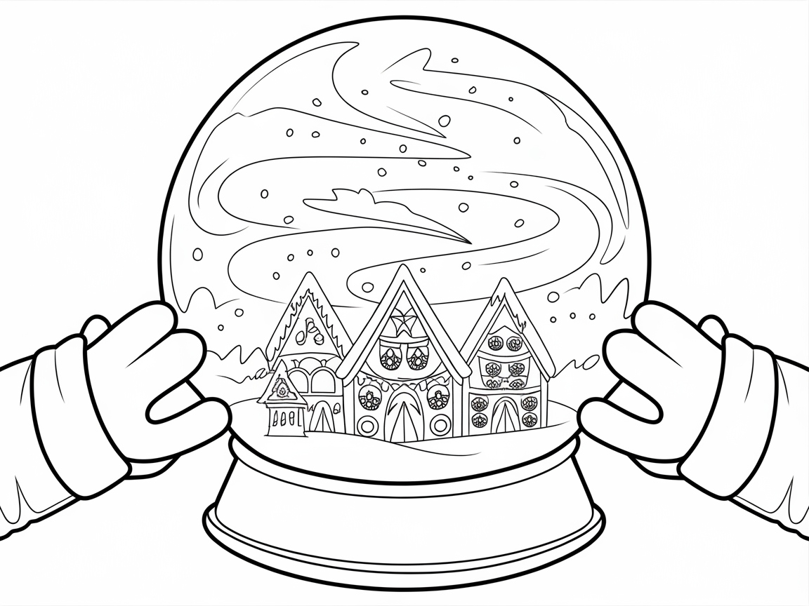 Enchanting Gingerbread Village Inside a Snow Globe