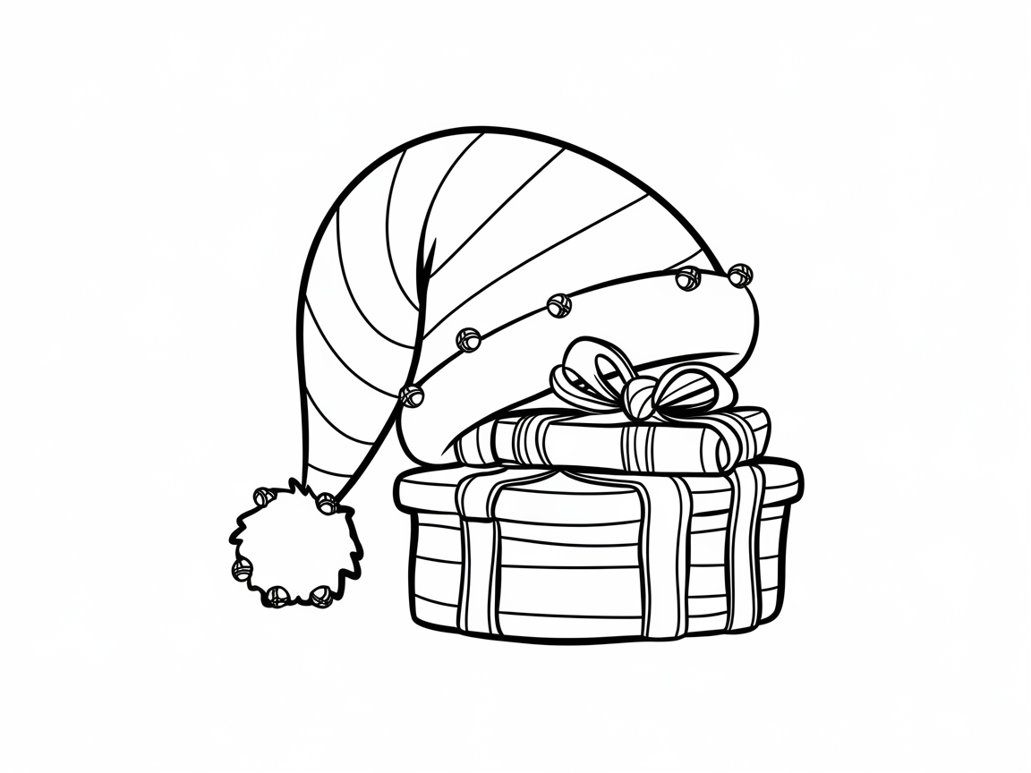 Festive Santa Hat Resting on a Gift Box