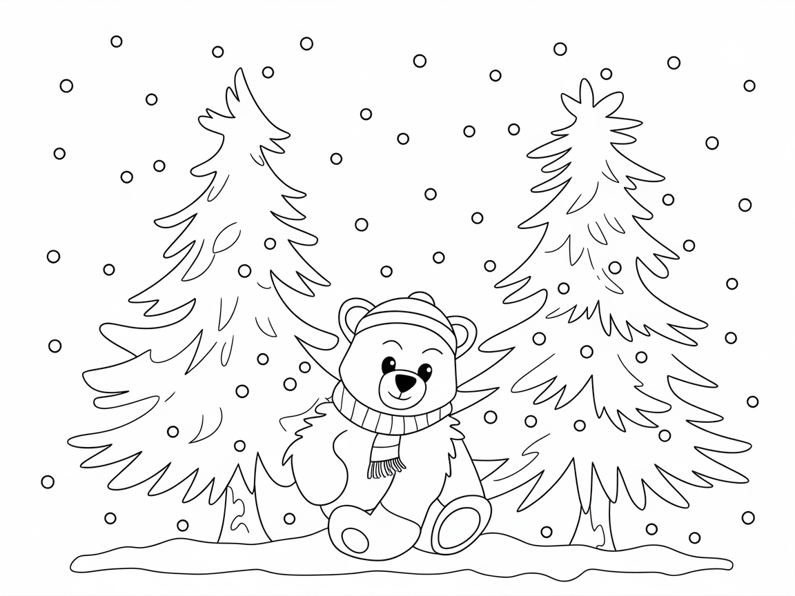 Cozy Winter Bear Coloring Fun