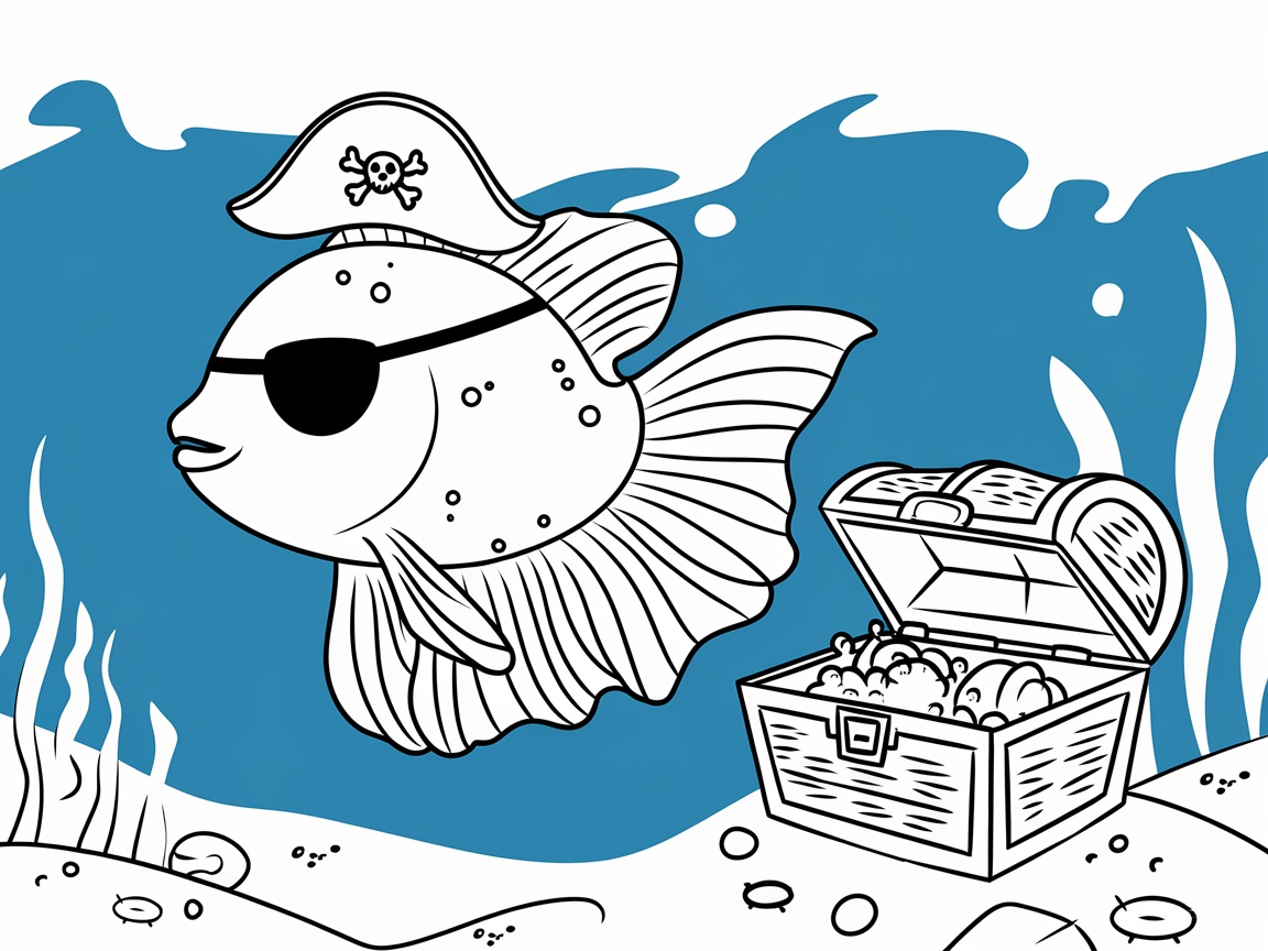 Pirate Betta Fish on a Treasure Hunt