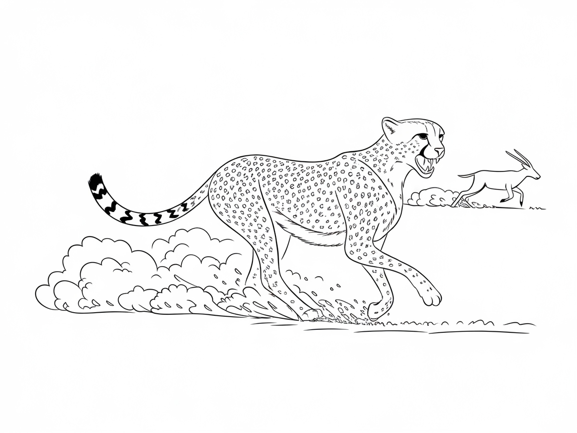 Cheetah Sprinting in Pursuit